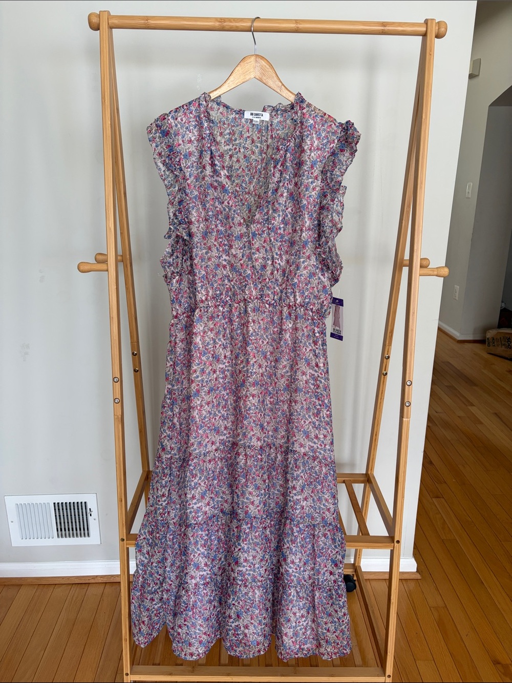 BB Dakota Pink and Lavender Floral Tiered Maxi Dress